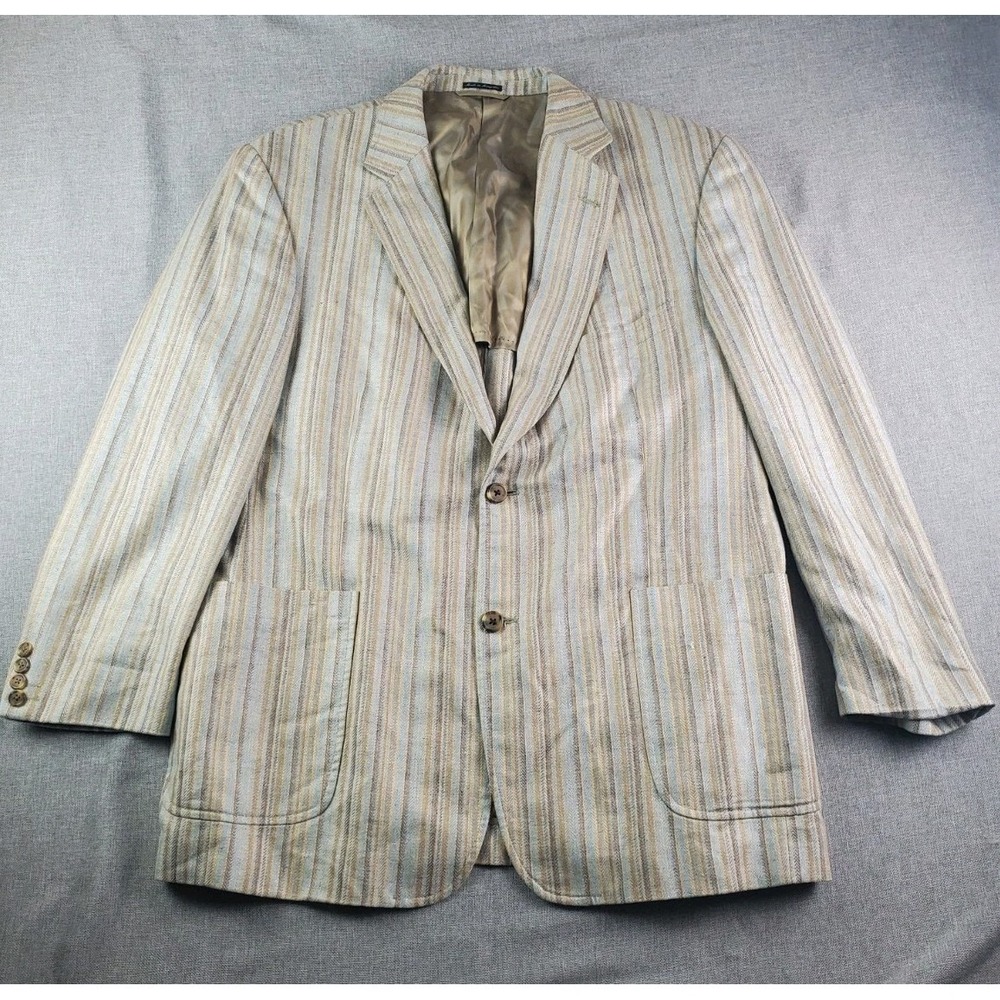 Vtg Ibiza Sport Coat Men 426 R  Multicolor Herringbone Silk Half Lined Blazer